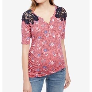 Motherhood Maternity lace trim henley top